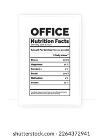 Office Nutrition Facts Poster, vector.  Creative poster design