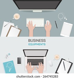 Office object, business activity, flat vector illustration, freelance