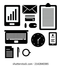 Office Object Silhouette. Black and White Icon Design Element on Isolated White Background