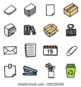 office objects or icons set / cartoon vector and illustration, hand drawn style, isolated on white background.