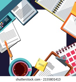 office objects with papers and documents