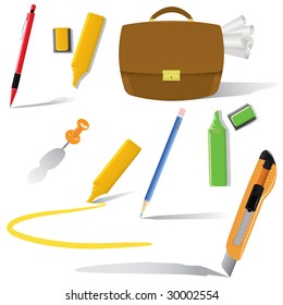 office objects in use set(vector, CMYK)