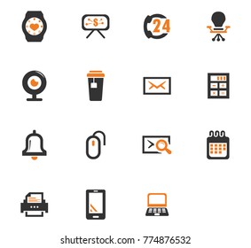 Office orange vector icons for user interface design