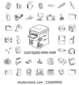 office and organization hand drawn icon set