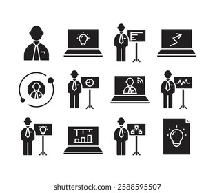 office and organization icons set illustration