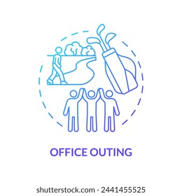 Office outing blue gradient concept icon. Employee recognition. Team building. Leisure activity. Corporate event. Round shape line illustration. Abstract idea. Graphic design. Easy to use