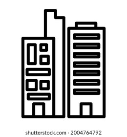 office outline icon, tower. isolated on a white background. for building themes, coloring books, skyscrapers etc.
