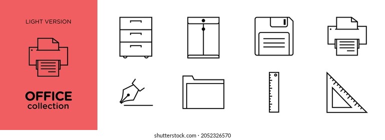 Office outline icons - vector