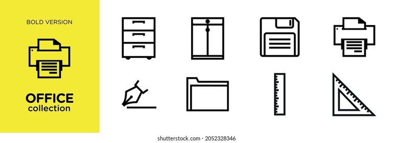 Office outline icons - vector