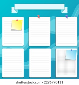 Office paper blank vector page for notepad, notapeper, message board 