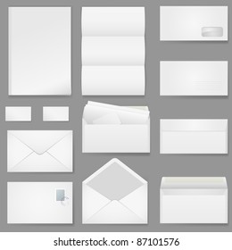 Office paper of different types. Illustration on white background.