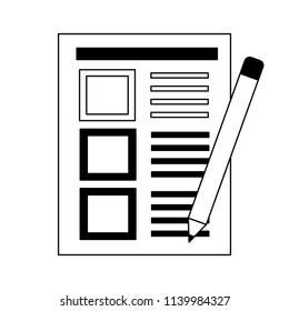office paper document and pencil
