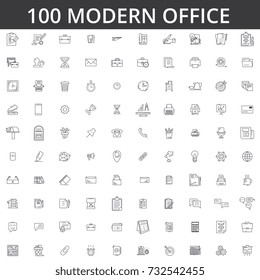 Office, paper, document, printer, contract, computer, pen, pencil, folder, ruler, print, stationery, paper, book, mail line icons, signs. Illustration vector concept. Editable strokes