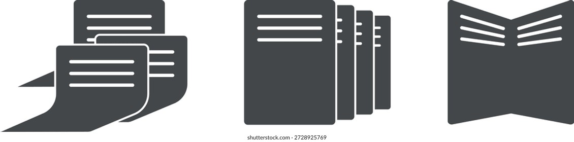 Papel de oficina en archivos y una caja, una caja con documentos valiosos, hojas de papel, bienes y finanzas, un informe contable, iconos web de Vector, texto impreso en papel A4. Contratos y solicitudes
