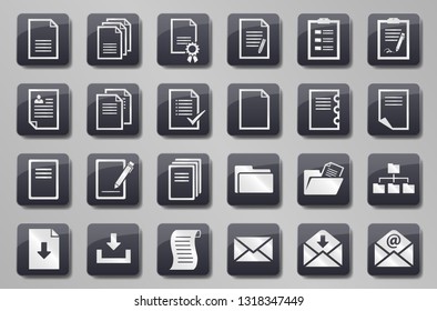 office paper grey button set