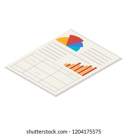 Office paper icon set. Isometric set of office paper vector icons for web design isolated on white background