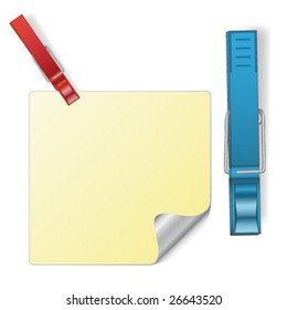 office paper with plastic clothespins