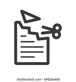 office paper and scissors  line icon