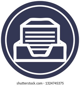 office paper stack circular icon symbol