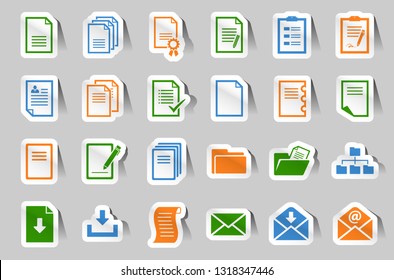 office paper sticker icon set