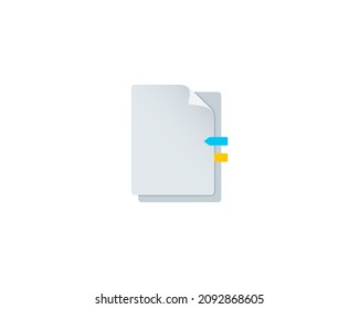 Office paper vector isolated icon.  Notepad paper vector emoticon