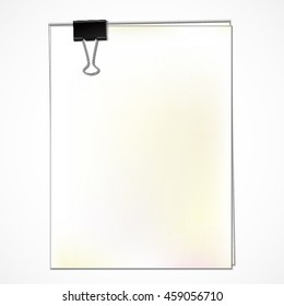 office papers with binder clip / vector illustration