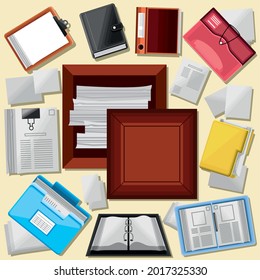 office paperwork archive assortment style
