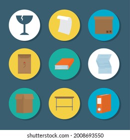 office paperwork icon set design