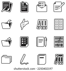 Office And Paperwork Icons. Line With Fill Design. Vector Illustration.