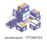 Office paperwork. Office paper document and file folders. Vector illustration