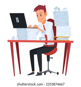 Office paperwork. Office worker with stack of documents. Concept man of office work with stress and overworking. Bureaucracy and overwork