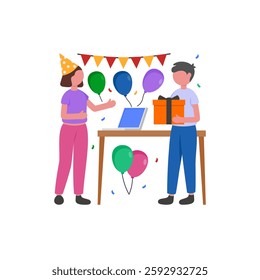 Office Party cartoon character vector illustration
