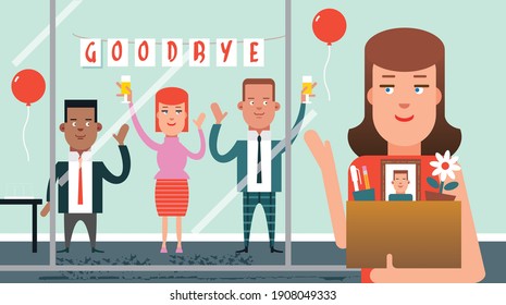 Office party to say farewell or goodbye to employee or coworker leaving work or retiring from work