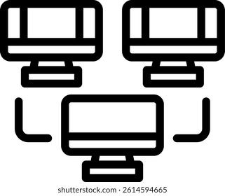 Office Pc Networking Line Vector Icon Design