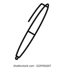 Office pen icon outline vector. Paper text. Notepad pencil