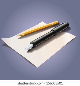 Office pen paper pencil icon