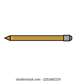Office pencil icon. Outline office pencil vector icon color flat isolated on white