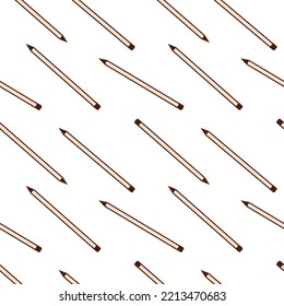 Office pencil pattern on a white background cartoon flat style
