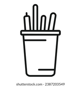 Office pencil pot icon outline vector. Fun table. Smart space