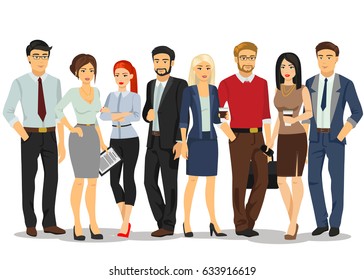 Office people. Business people men and women with documents. People in formal business clothes suits. Vector illustration.