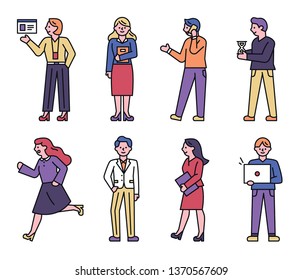 Office people doing business. flat design style minimal vector illustration