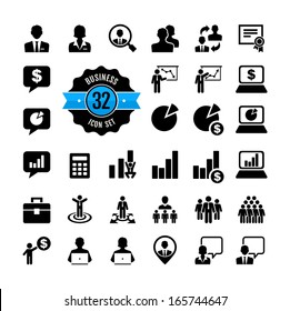 Office people icon set. Business, career, finance, profit