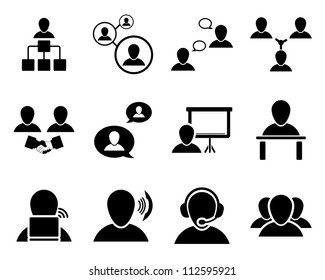 Office and people icon set. Vector illustration.