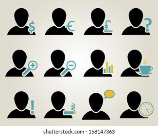 Office and people icon set. Vector illustration.