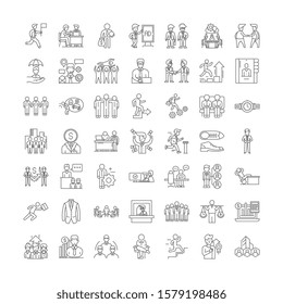 Office people linear icons, signs, symbols vector line illustration set