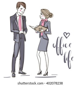 Office people. Man and woman.