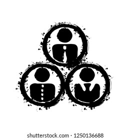 office people, team. Black ink with splashes on white background
