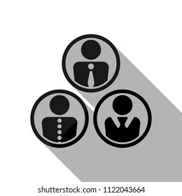 office people, team. Black object with long shadow on white background