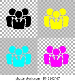 office people, team. Colored set of cmyk icons on transparent background