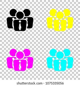 office people, team. Colored set of cmyk icons on transparent ba